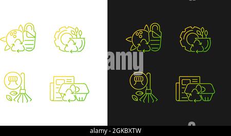 Processing recycled material gradient icons set for dark and light mode Stock Vector