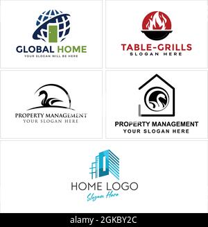 Real estate business property global home logo design Stock Vector