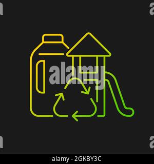 Playsets from plastic milk bottles gradient vector icon for dark theme Stock Vector