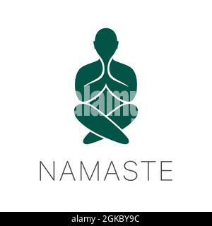 Yoga meditation vector mark. Abstract minimalistic logo for a yoga studio. Stock Vector