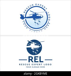 Rescue community nonprofit volunteer people helicopters logo design Stock Vector