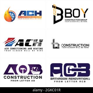 Industrial renovations construction logo design Stock Vector