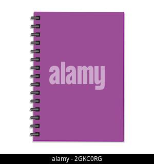 Template of bright purple notebook or copybook with spring cover Simple flat vector illustration Stock Vector