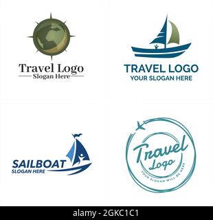 Travel transportation sea world logo design Stock Vector