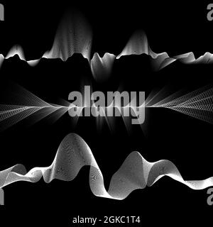 Set of abstract sound waves isolated on white. Vector illustration Stock Vector