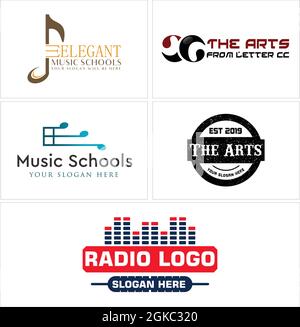 The arts music school entertainment logo design Stock Vector