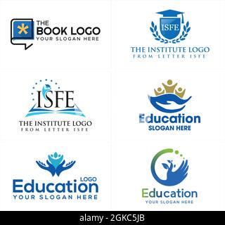 Education university academy school graduation cap logo design Stock Vector