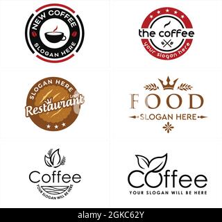 Cup coffee shop cafe emblem logo design Stock Vector