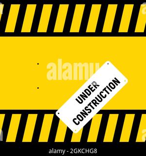 Under construction design tape warning banner, website development concept. Vector background design. Stock Vector