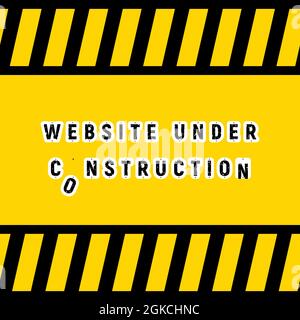 Under construction design tape warning banner, website development concept. Vector background design. Stock Vector
