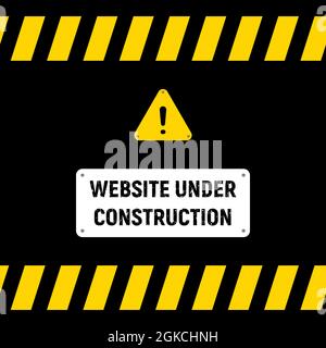 Under construction design tape warning banner, website development concept. Vector background design. Stock Vector