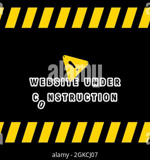 Under construction design tape warning banner, website development concept. Vector background design. Stock Vector