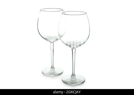 Empty wine glasses isolated on white background Stock Photo