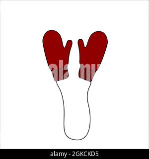 Doodle mittens design. Winter vector colorful illustration isolated on white background. Stock Vector