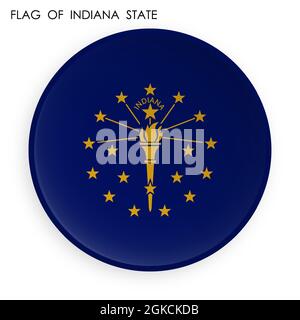 american state of INDIANA flag icon in modern neomorphism style. Button for mobile application or web. Vector on white background Stock Vector