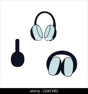 Doodle winter headphones, earmuff design. Winter vector colorful illustration isolated on white background. Stock Vector