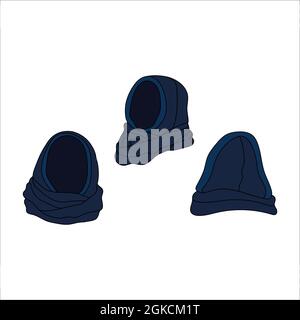 Doodle hat snood design. Winter vector colorful illustration isolated on white background. Stock Vector