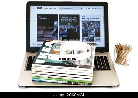 IKEA digital and printed Catalogs. IKEA is the world's largest furniture retailer and sells ready to assemble furniture Stock Photo