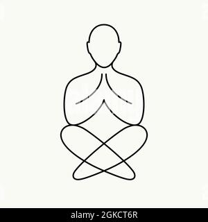Meditating guru vector mark. Minimalistic logo for a yoga studio. Stock Vector