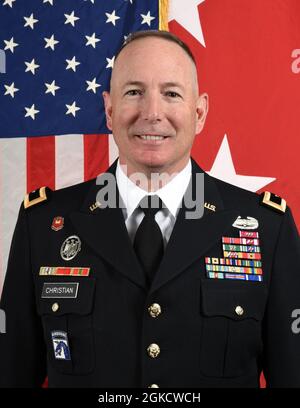 Maj. Gen. Daniel J. Christian, Deputy Chief of Staff, United States Army Training and Doctrine Command, poses for a command portrait at the Enterprise Multimedia Center photo studio in Ft. Eustis, VA on March 15, 2021. Stock Photo