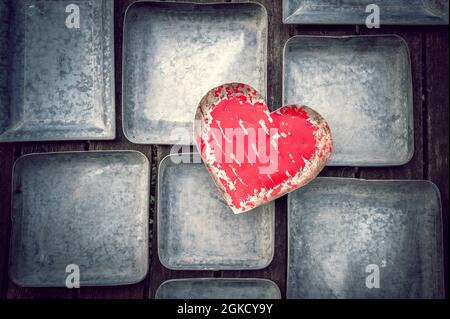 Red Metal Heart Stock Photo
