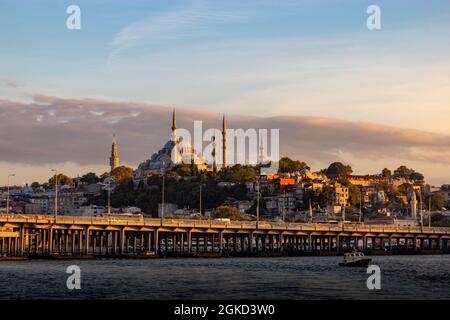 Istanbul cityscape with Suleymaniye Mosque. Turkey. Stock Photo