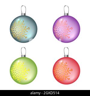 2022 New Year ball, Christmas. Decoration for a festive tree. The decor is New Year winter. Isolated, white background. Vector illustration Stock Vector