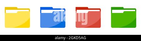 A set of computer folders in different colors. Wind illustration on white background. Stock Vector