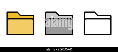 A set of computer folders in different colors. Wind illustration on white background. Stock Vector