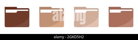 A set of computer folders in different colors. Wind illustration on white background. Stock Vector