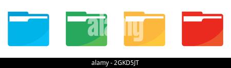 A set of computer folders in different colors. Wind illustration on white background. Stock Vector