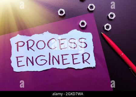 Inspiration showing sign Process Engineer. Business overview responsible for developing new industrial processes Thinking New Bright Ideas Renewing Stock Photo