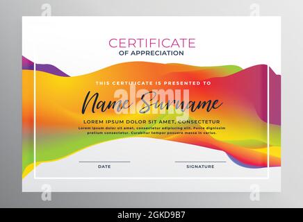 creative colorful certificate design template Stock Vector