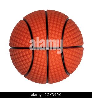 Top view of toy black and orange basketball. Isolated on a white background. Stock Photo