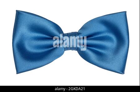 Top view of light blue bow tie, isolated on white background. Stock Photo