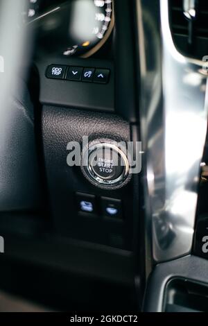 Car engine start stop button Stock Photo