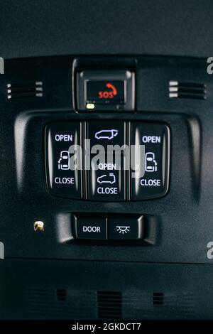 Car interior detail. Closeup of control buttons Stock Photo