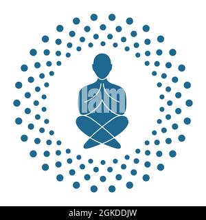The person meditating in astral. Ornate vector detail for a yoga studio. Stock Vector