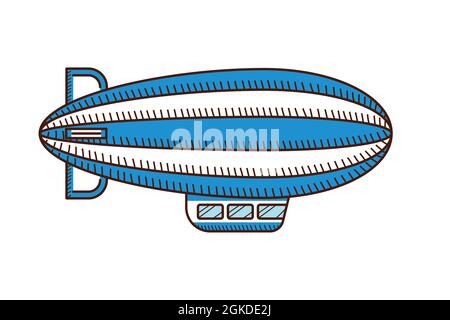 Zeppelin icon. Blimp isolated on white side view Stock Vector