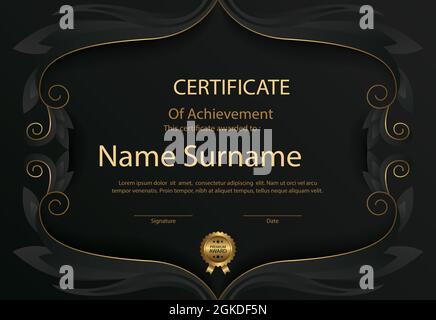 gradient golden luxury certificate template vector Stock Vector
