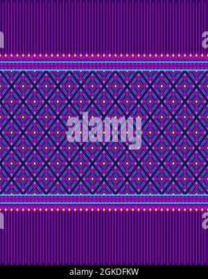 Magenta Turquoise Tribal or Native Seamless Pattern on Purple Background in  Symmetry Rhombus Geometric Bohemian Style for Clothing or Apparel,Embroide  Stock Vector Image & Art - Alamy