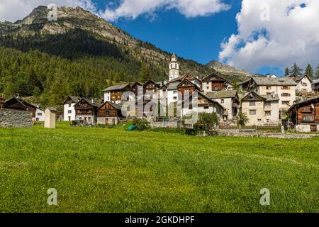 The village of Bosco Gurin, Circolo della Rovana, Switzerland Stock Photo