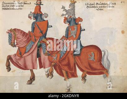 Vintage medieval art with Knights and Jousting parade painting illustration Stock Photo