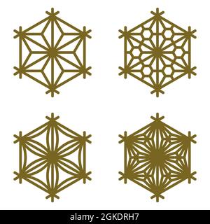 Snowflakes Set in Flat Design . 4 elements . Stock Vector