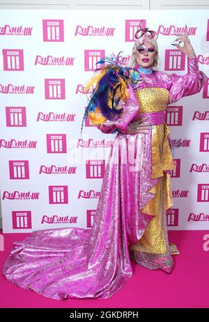 Anubis, one of the drag queens competing in the latest series of RuPaul's Drag Race UK, attending a photo call at The Loft, Soho Works in London. Picture date: Tuesday September 14, 2021. Stock Photo