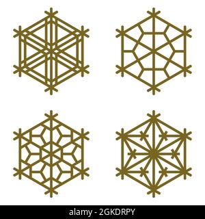 Snowflakes Set in Flat Design . 4 elements . Stock Vector