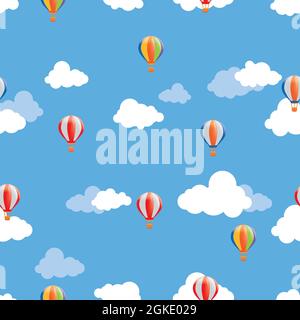 Cartoon aerostat balloon pattern. Kids stuff. Colorful drawing for children Stock Vector