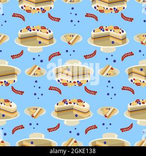 Seamless pattern fruit berry pie with apricot filling. Fruit berry background. Design for fabric, textile, wrapping paper, wallpaper, background Stock Vector
