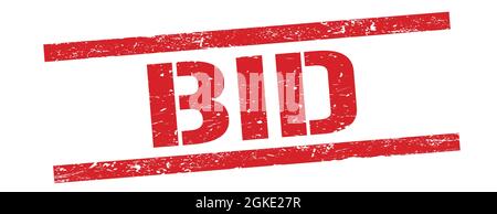 BID text on red grungy round vintage stamp Stock Photo Alamy