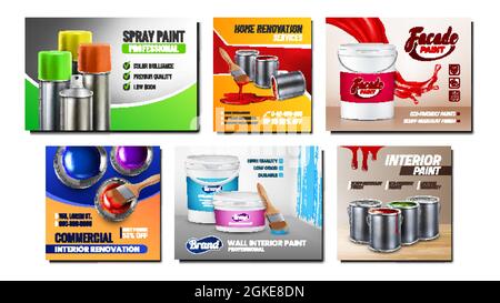 Paint Blank Containers Promo Posters Set Vector Stock Vector